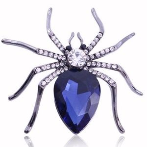 Large Vintage Style Crystal Spider Brooch